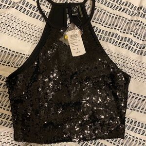 Sequence black crop top